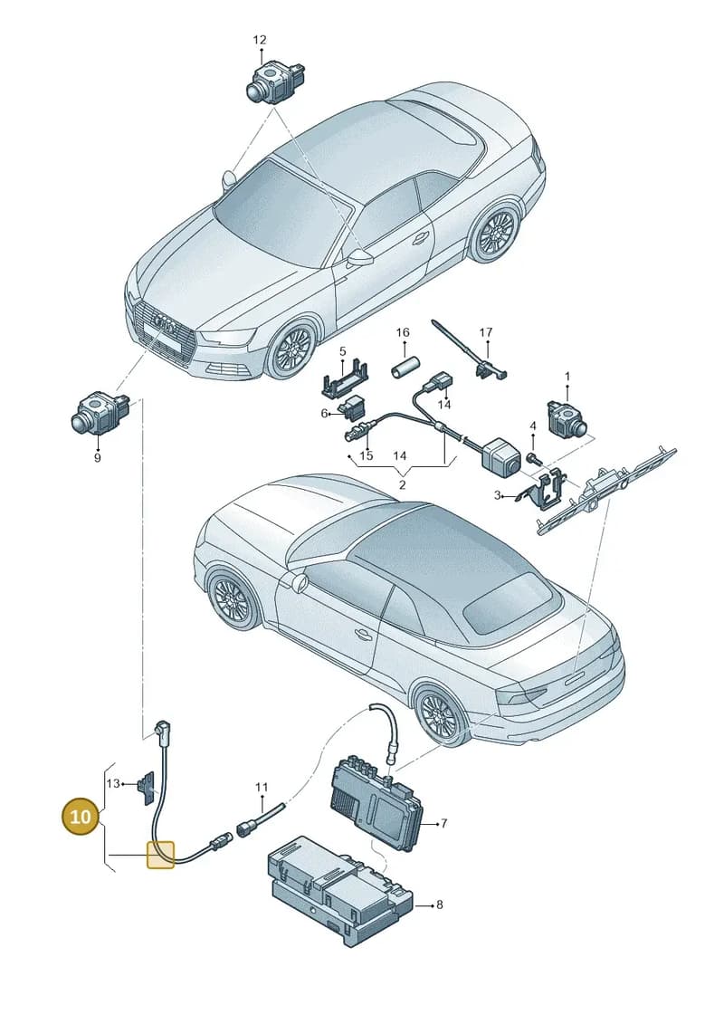 8W0971192 — Audi A5 Cabriolet (2016-2025) diagram 848907450, position 10