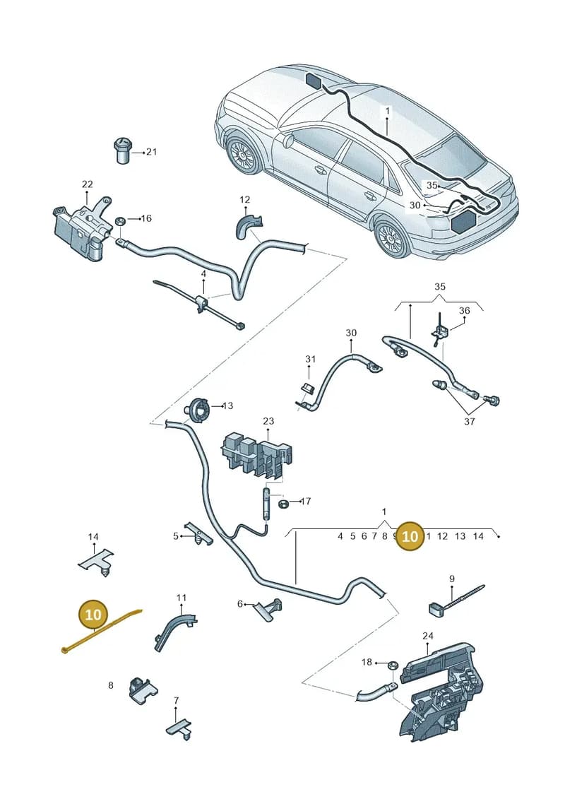 8W0971227B — Audi A5 Sportback (2016-2025) diagram 849972000, position 10