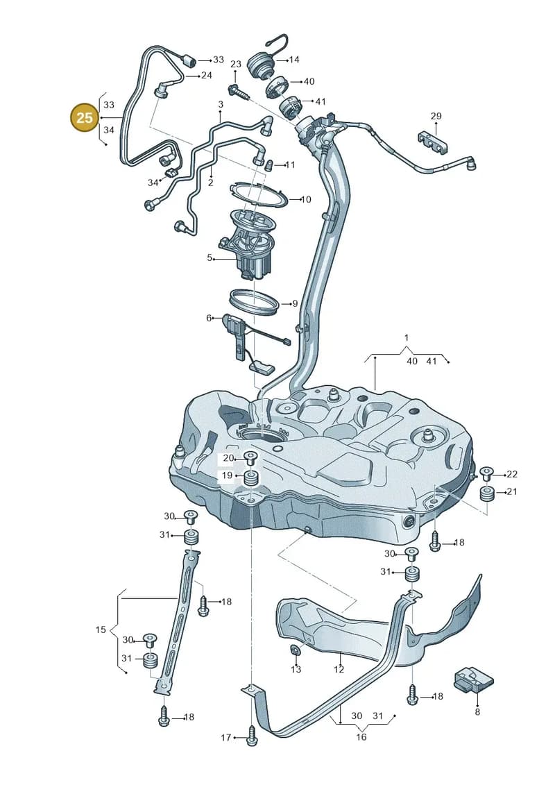 8W0971767E — Audi A5 Sportback (2016-2025) diagram 897201050, position 25