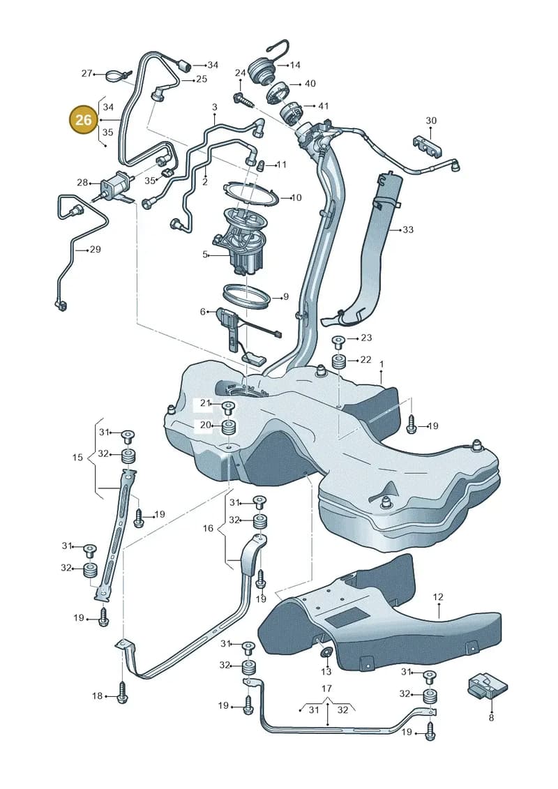 8W0971767E — Audi A5 Sportback (2016-2025) diagram 897201150, position 26
