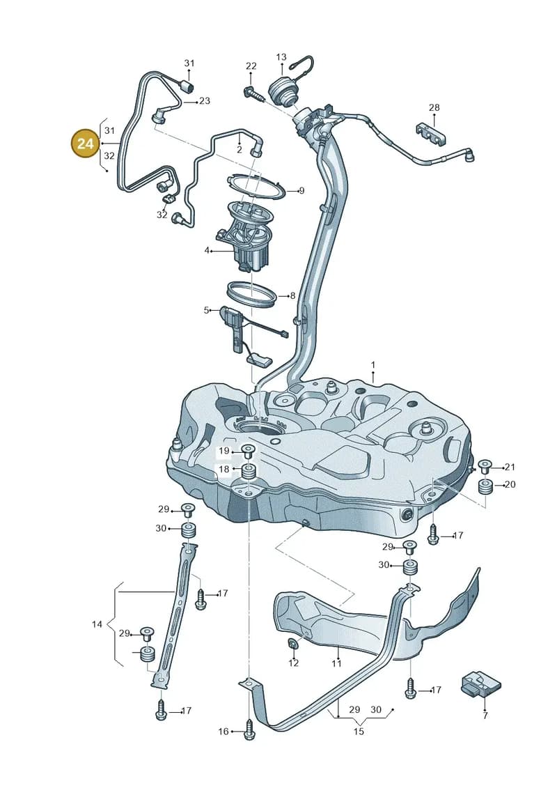 8W0971767E — Audi A5 Sportback (2016-2025) diagram 897201000, position 24