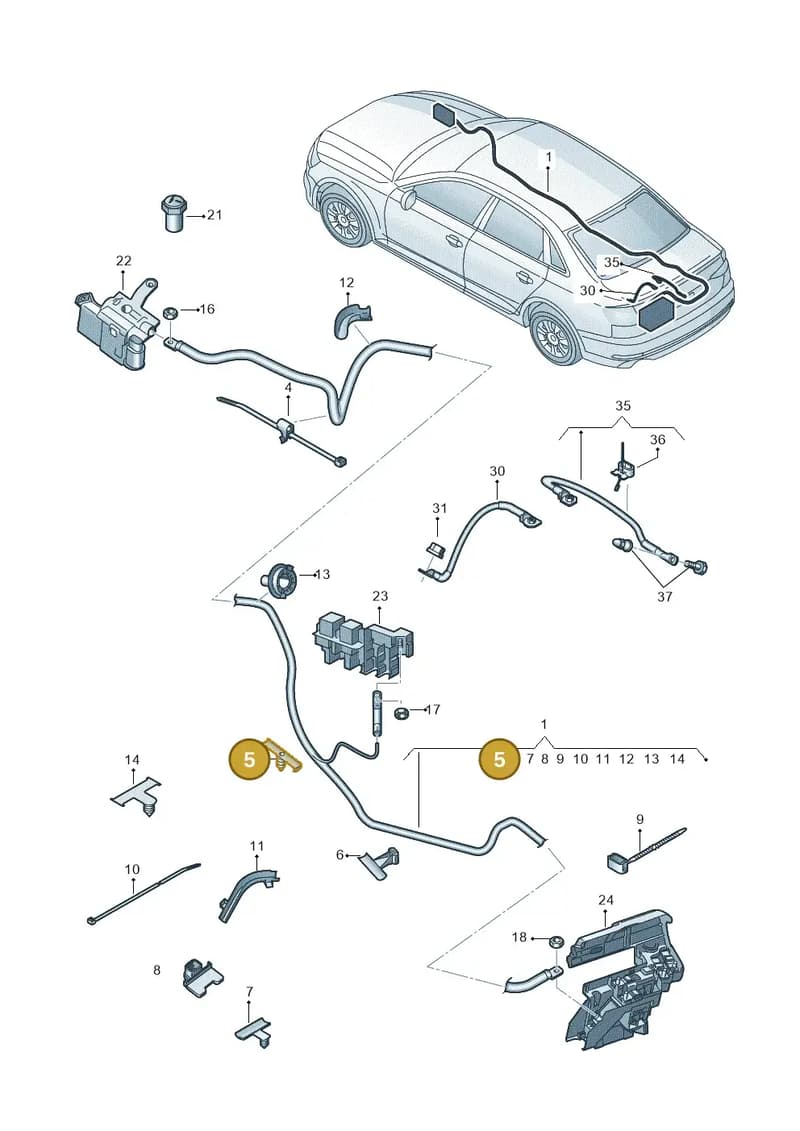 8W0971824AK — Audi A5 Sportback (2016-2025) diagram 849972000, position 5