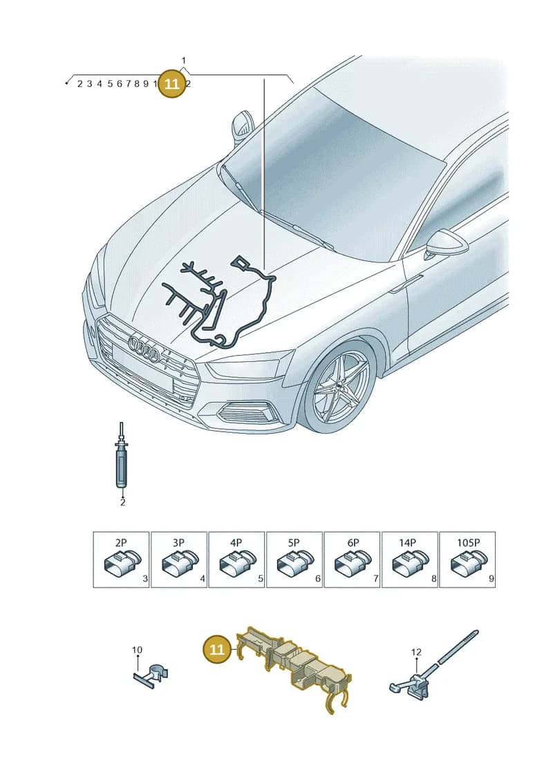 8W0971824AP — Audi A5 Sportback (2016-2025) diagram 897971320, position 11