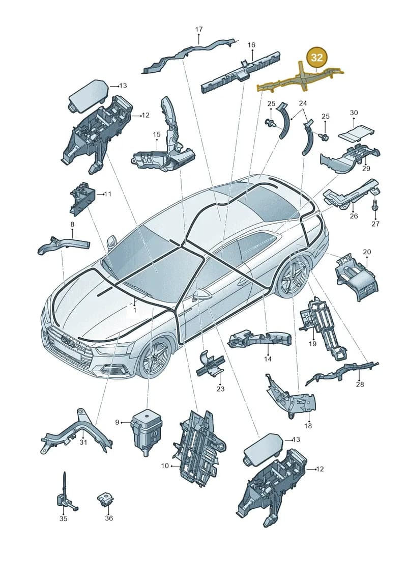 8W0971824AR — Audi A5 Sportback (2016-2025) diagram 897971080, position 32