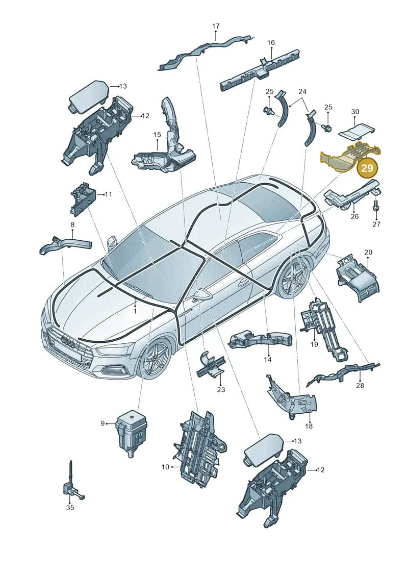 8W0971824BK — Audi RS5 Sportback (2017-2025) diagram 847971080, position 29
