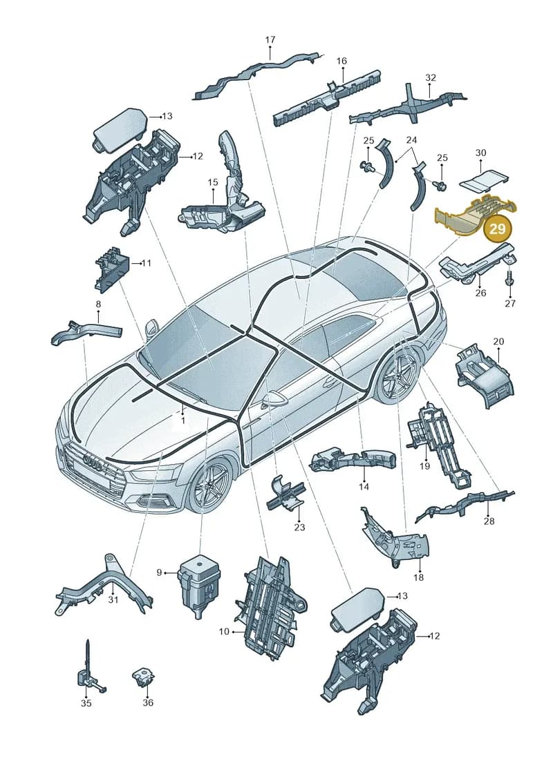 8W0971824BK — Audi A5 Sportback (2016-2025) diagram 897971080, position 29