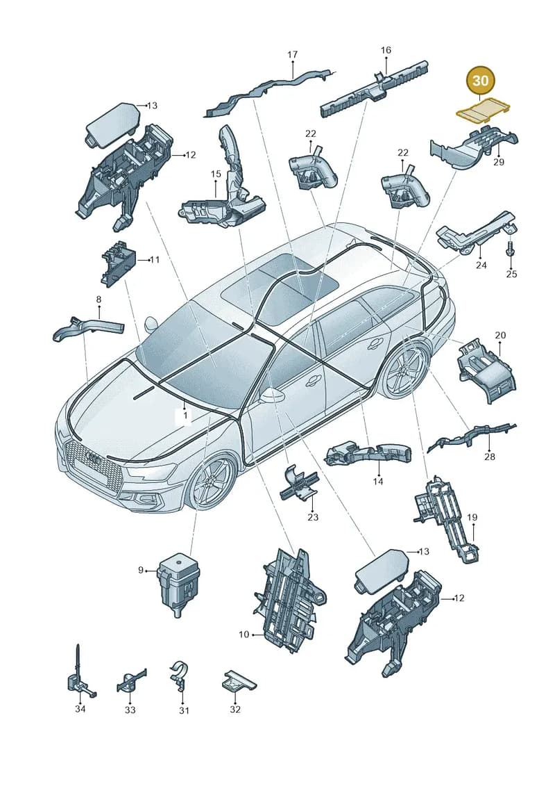 8W0971824BL — Audi RS4 Avant (2017-2025) diagram 438971080, position 30