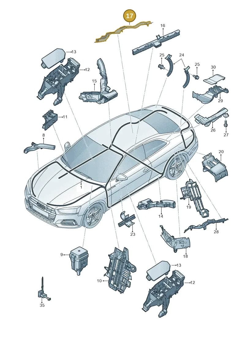 8W0971824M — Audi RS5 Sportback (2017-2025) diagram 847971080, position 17