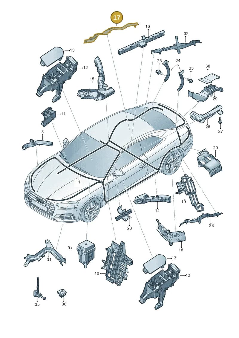 8W0971824M — Audi A5 Sportback (2016-2025) diagram 897971080, position 17