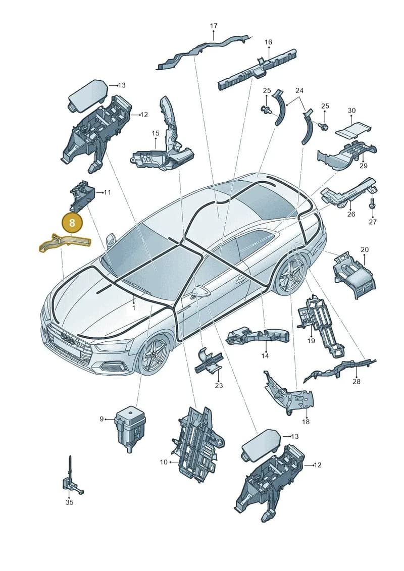 8W0971824T — Audi RS5 Sportback (2017-2025) diagram 847971080, position 8
