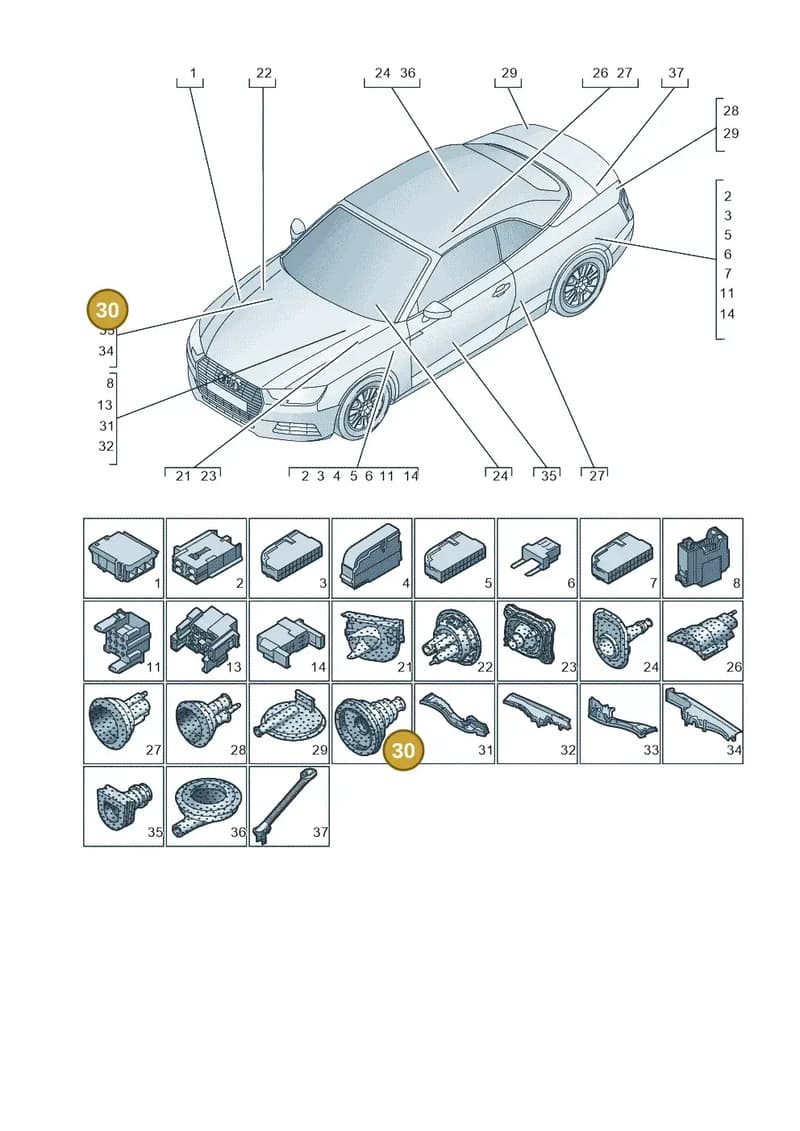 8W0971871Q — Audi A5 Cabriolet (2016-2025) diagram 848971780, position 30