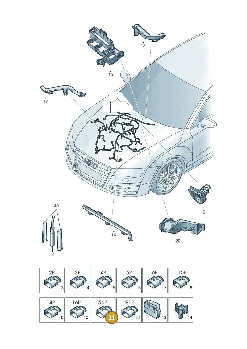 8W0973056A — Audi A7 Sportback (2014-2018) diagram 788971400, position 11
