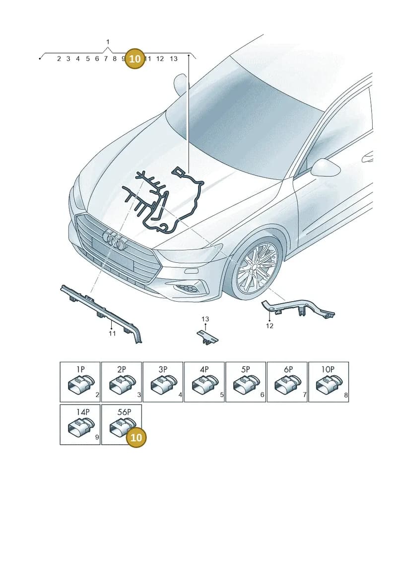 8W0973056C — Audi A7 Sportback (2018-2025) diagram 435971460, position 10