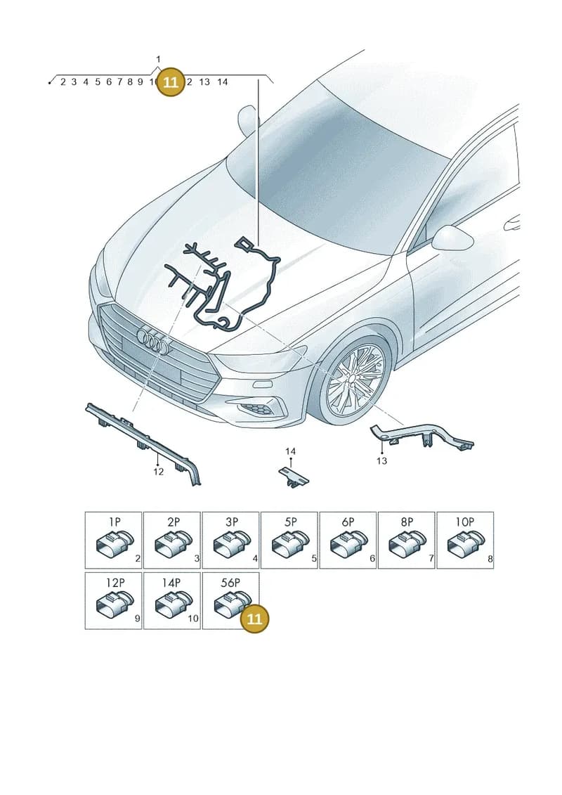 8W0973056N — Audi A7 Sportback (2018-2025) diagram 435971450, position 11