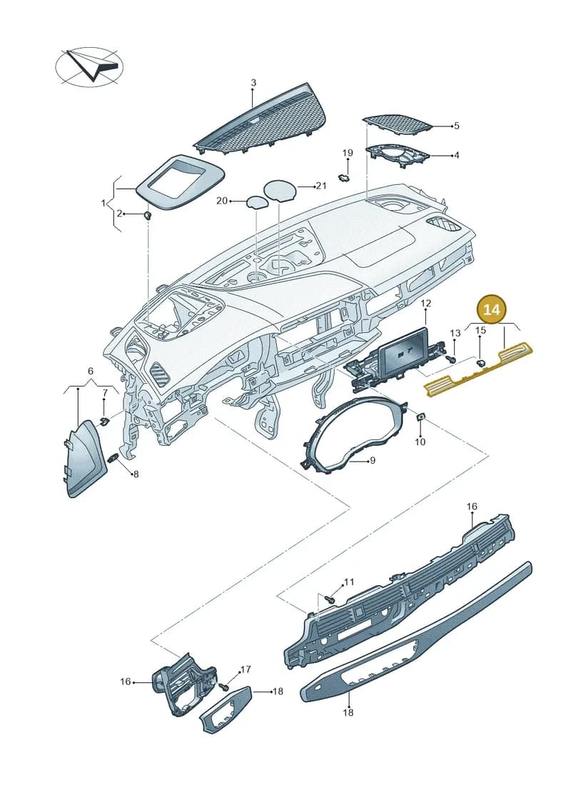 8W1857304A6PS — Audi A5 Sportback (2016-2025) diagram 849857150, position 14