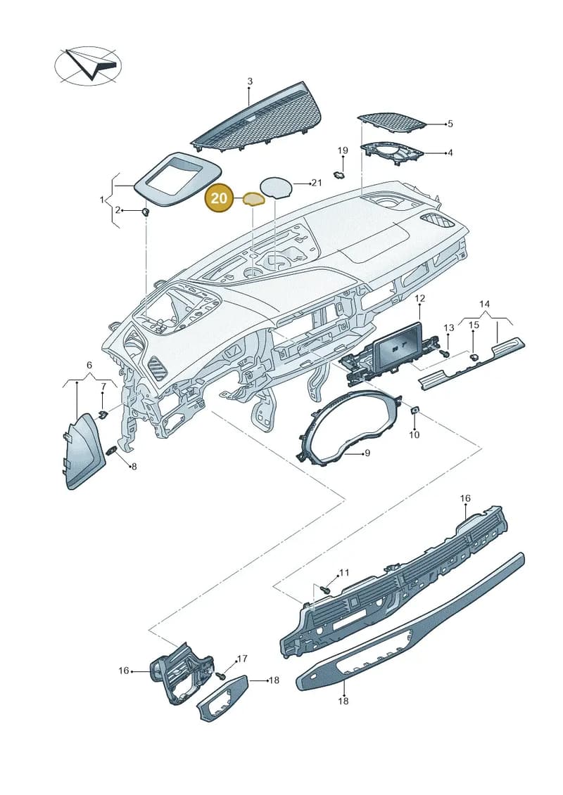 8W1857883 — Audi RS4 Avant (2017-2025) diagram 849857150, position 20