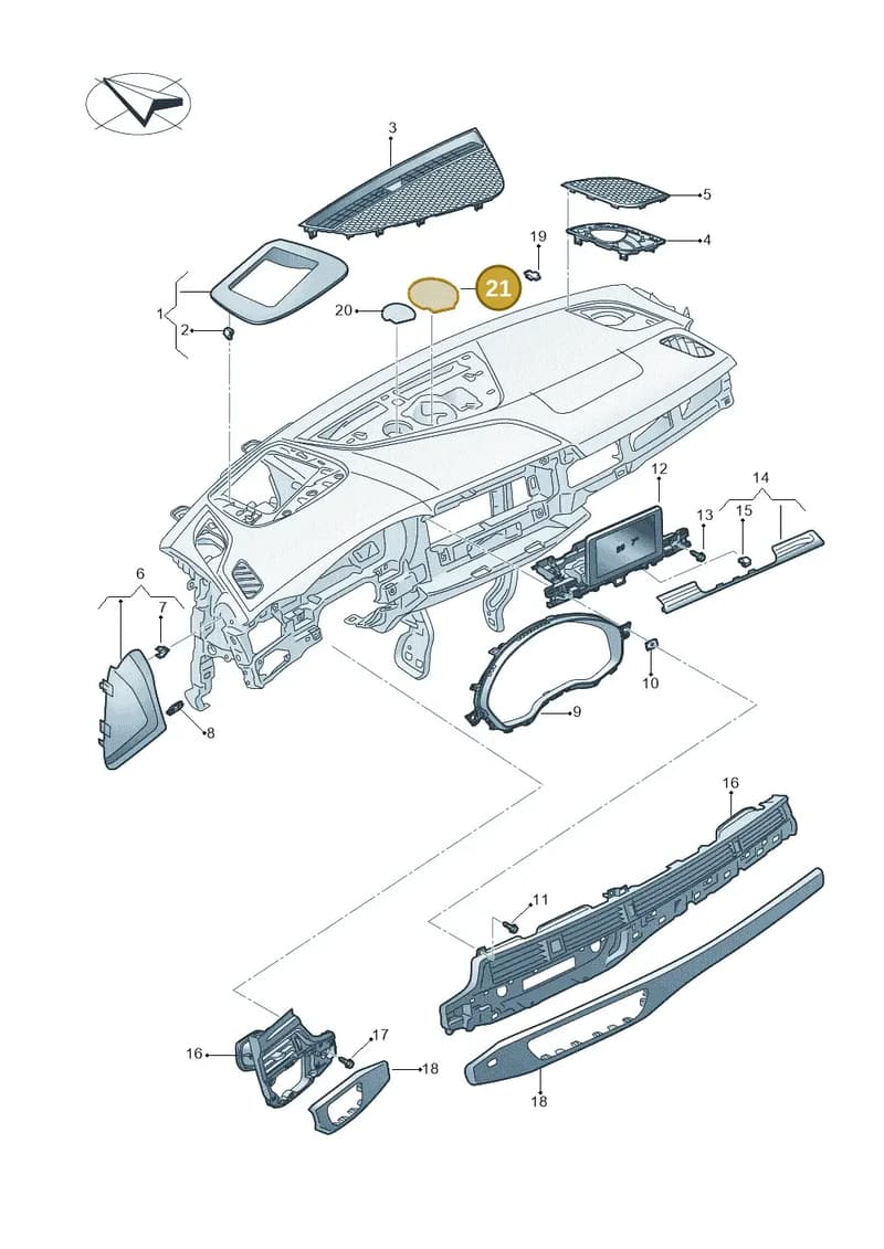 8W1857884A — Audi RS4 Avant (2017-2025) diagram 849857150, position 21