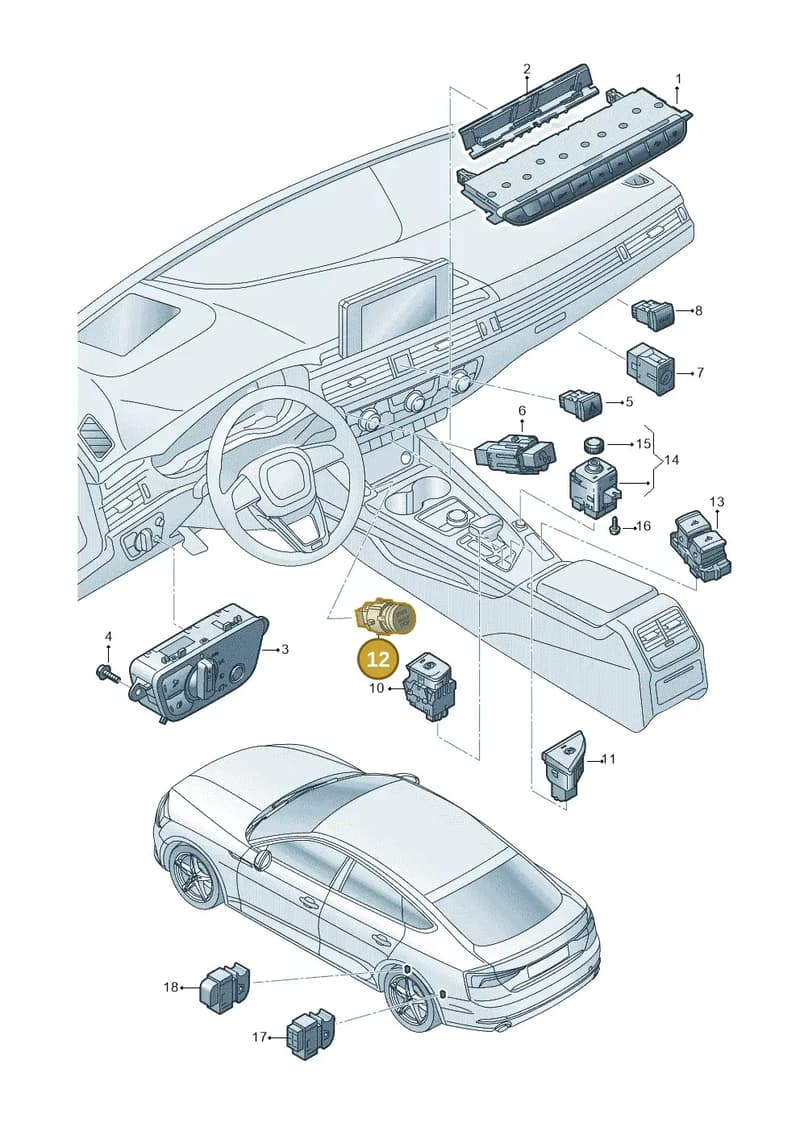 8W1905217E — Audi A5 Cabriolet (2016-2025) diagram 848941500, position 12
