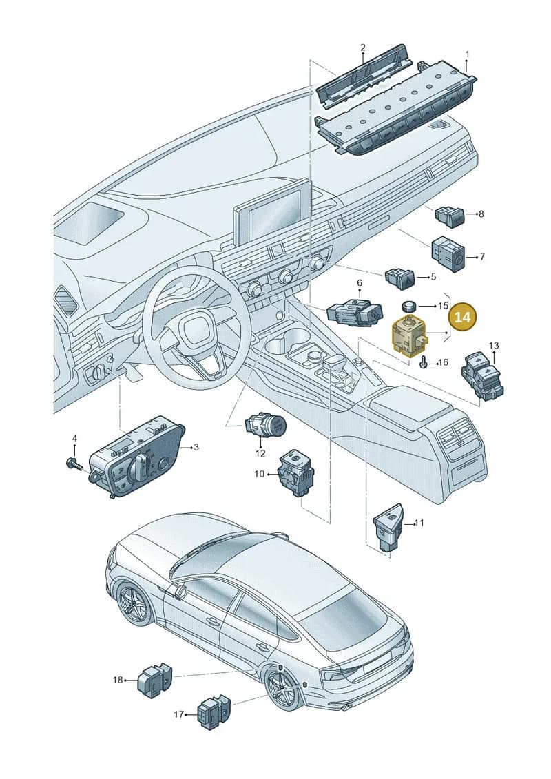 8W1919616 — Audi A5 Cabriolet (2016-2025) diagram 848941500, position 14