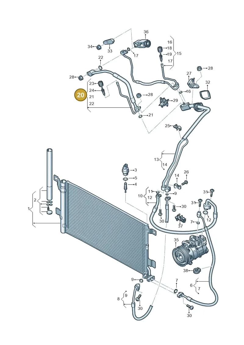8W2820740D — Audi RS5 Sportback (2017-2025) diagram 849260400, position 20