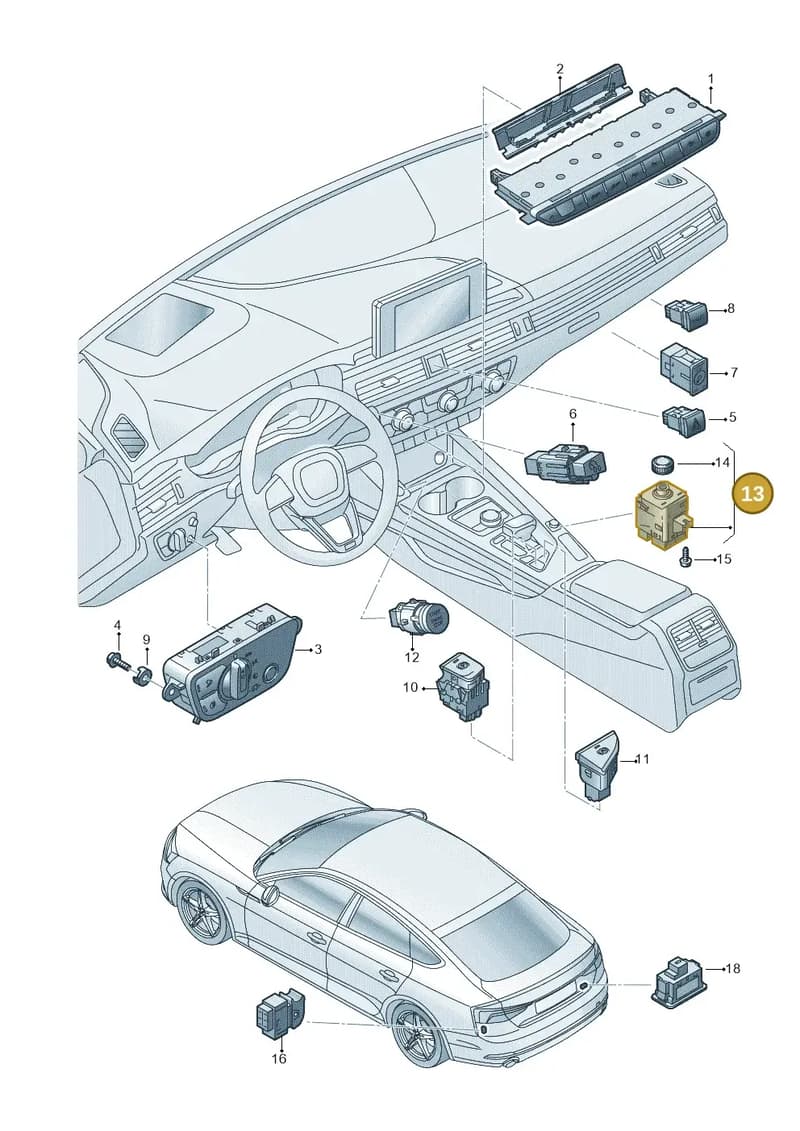 8W2919616D — Audi RS5 Sportback (2017-2025) diagram 897941500, position 13