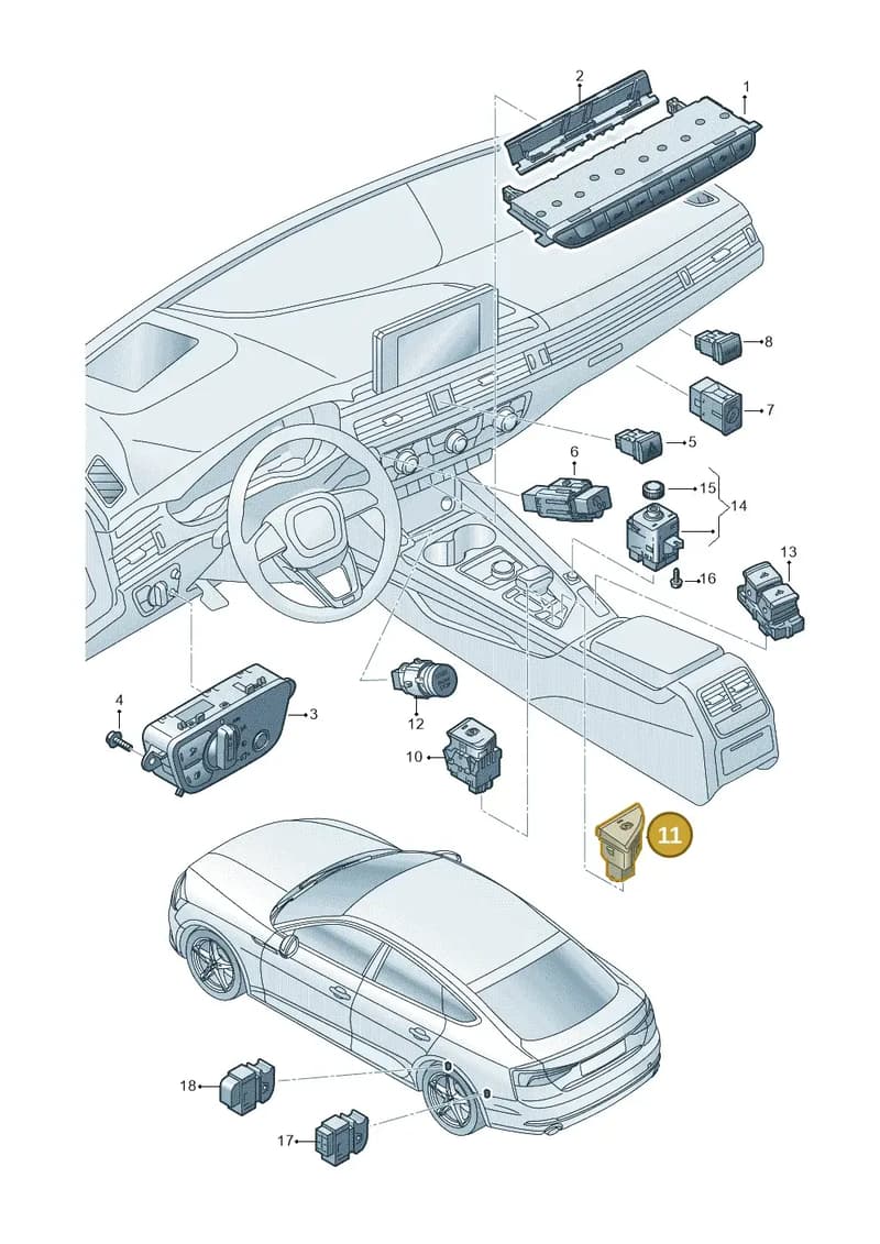 8W2927143 — Audi A5 Cabriolet (2016-2025) diagram 848941500, position 11