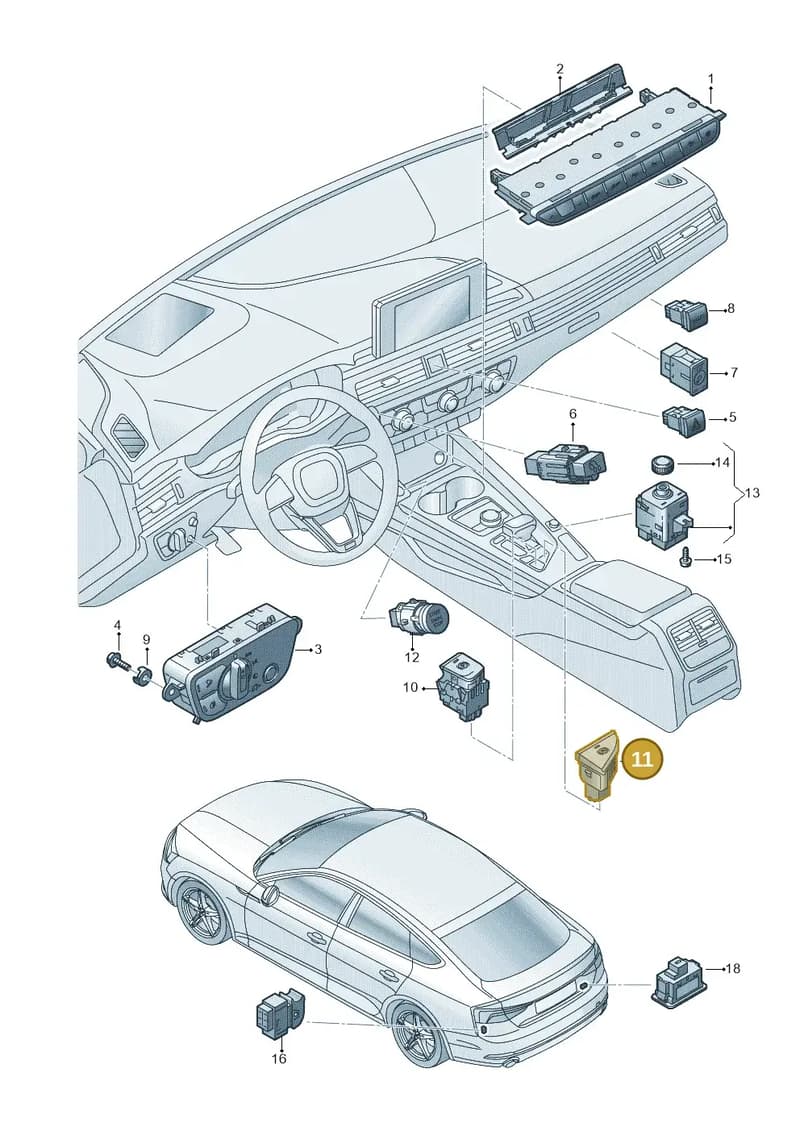8W2927143 — Audi RS5 Sportback (2017-2025) diagram 897941500, position 11