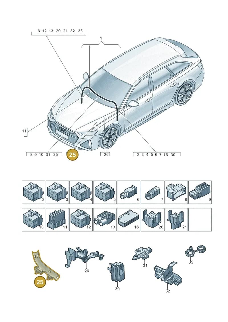 8W2971824 — Audi RS6 Avant (2019-2025) diagram 537971900, position 25