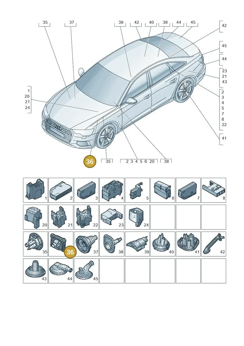 8W2971871 — Audi A6 (2018-2025) diagram 430971810, position 36