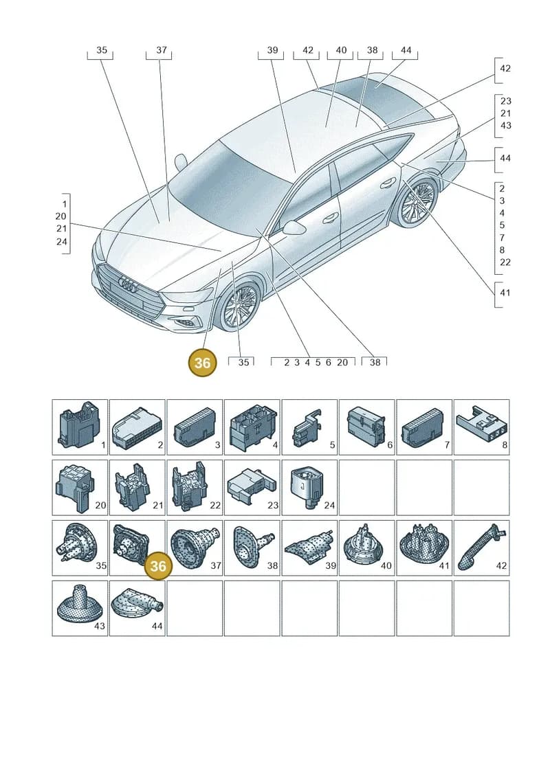 8W2971871 — Audi RS7 Sportback (2019-2025) diagram 435971810, position 36