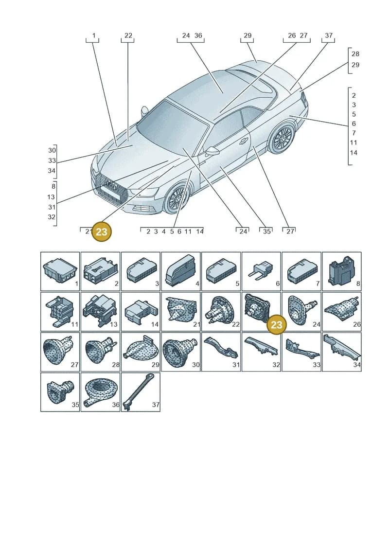8W2971871 — Audi A5 Cabriolet (2016-2025) diagram 848971780, position 23