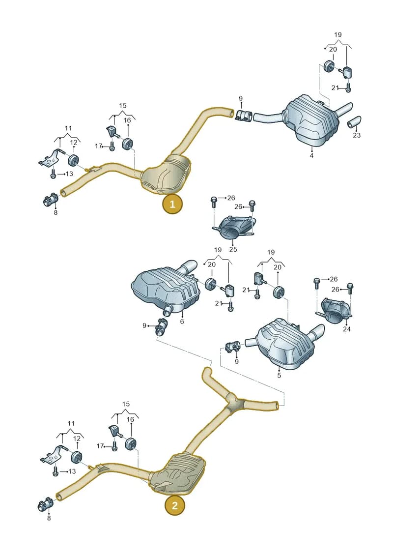 8W5253409 — Audi A4 (2015-2025) diagram 849253082, position 1+2
