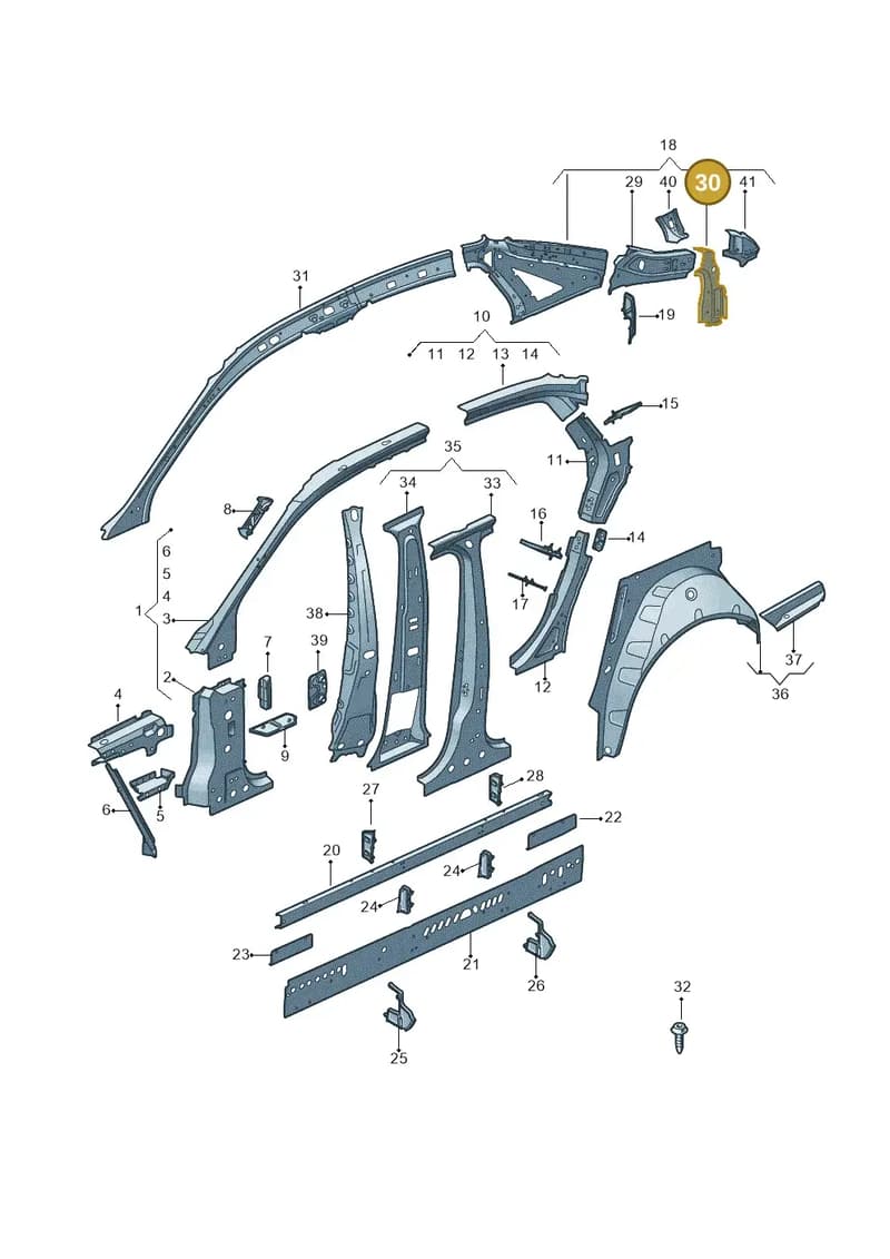 8W5809306 — Audi A4 (2015-2025) diagram 849809000, position 30