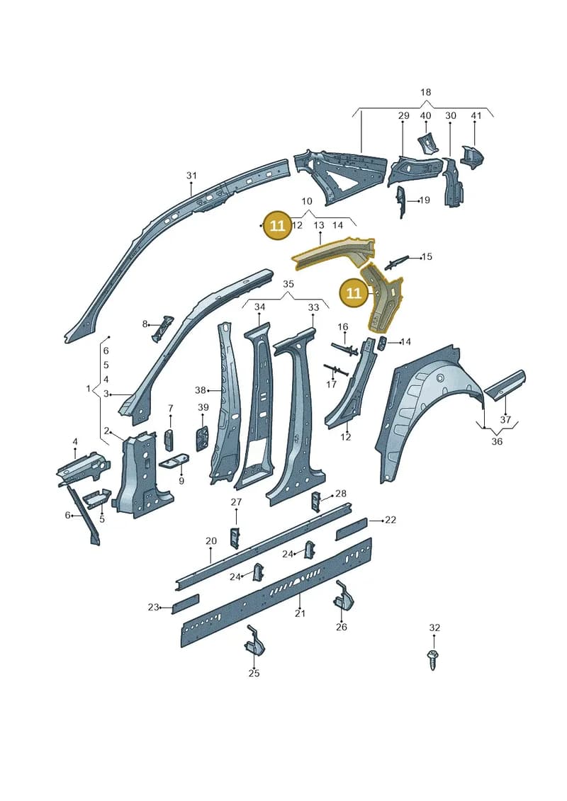8W5809745 — Audi A4 (2015-2025) diagram 849809000, position 11