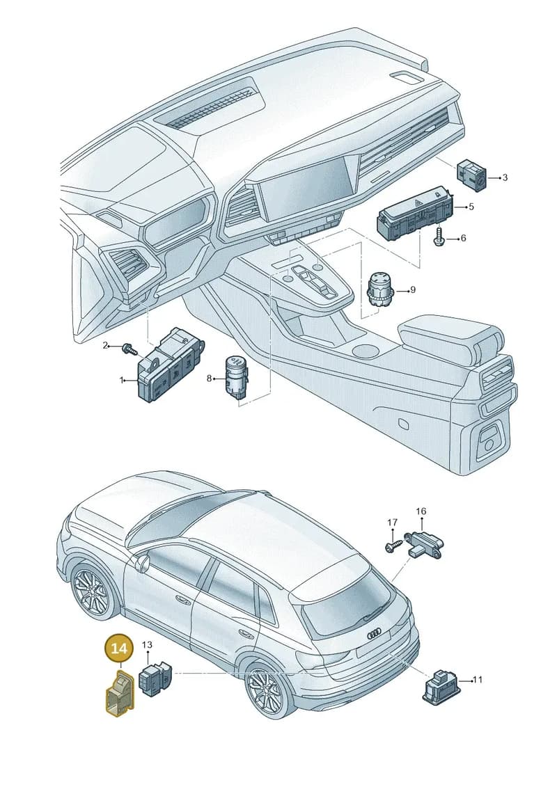 8W58672554PK — Audi Q4 Sportback (2021-2022) diagram 89a941500, position 14