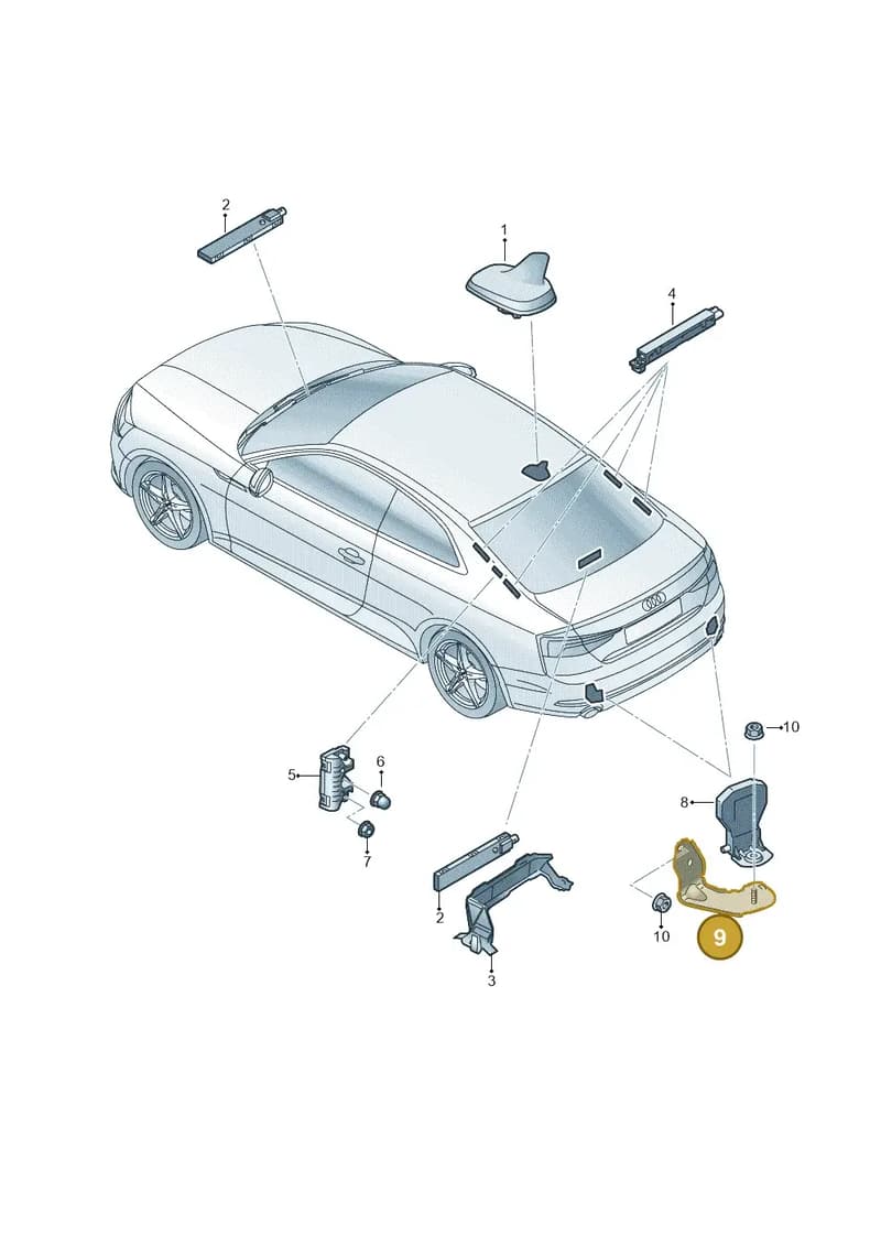 8W6035525A — Audi RS5 Sportback (2017-2025) diagram 897035100, position 9
