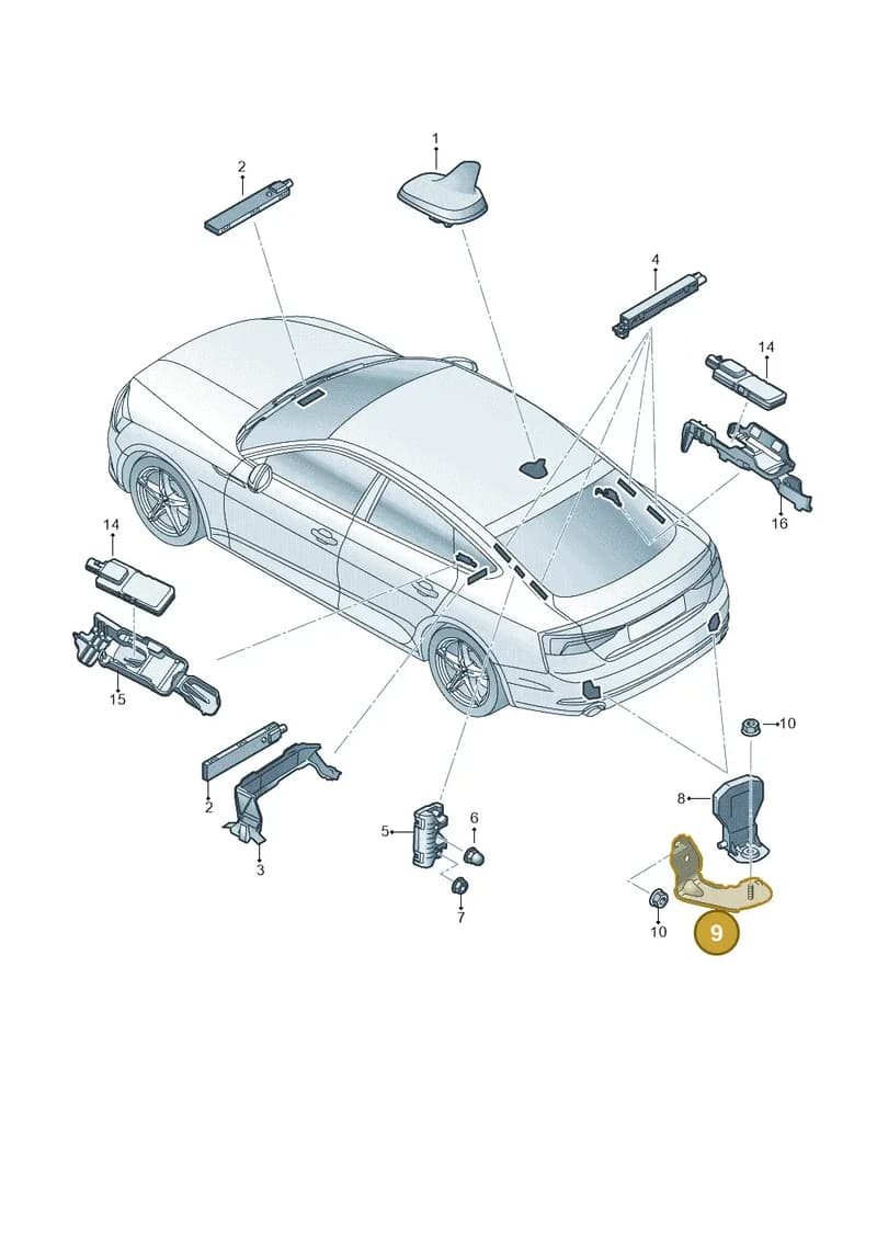 8W6035525A — Audi RS5 Sportback (2017-2025) diagram 897035150, position 9