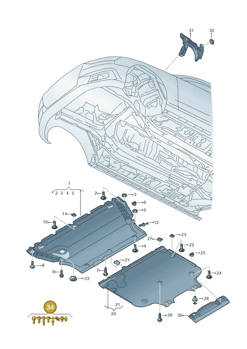 8W6098646A — Audi A5 Sportback (2016-2025) diagram 849863250, position 34