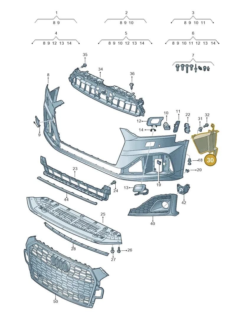 8W6121764C — Audi A5 Sportback (2016-2025) diagram 848807015, position 30