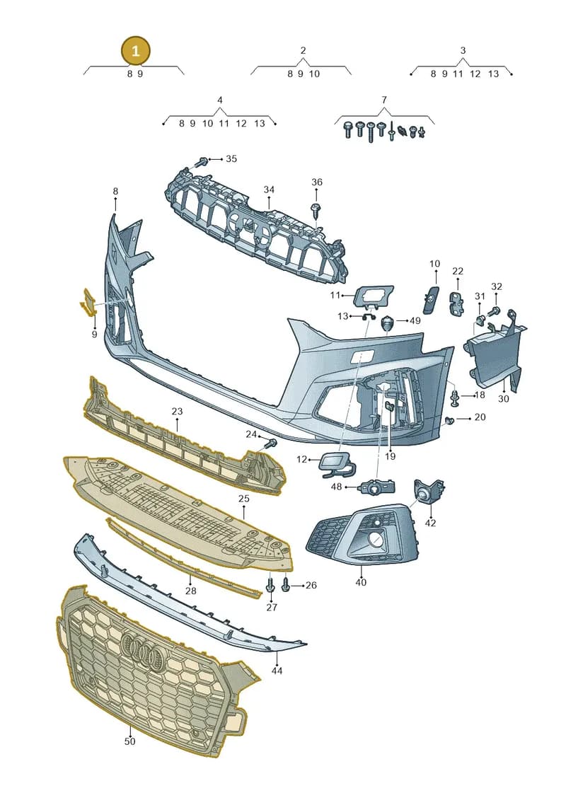 8W6807065ABGRU — Audi A5 Sportback (2016-2025) diagram 848807025, position 1