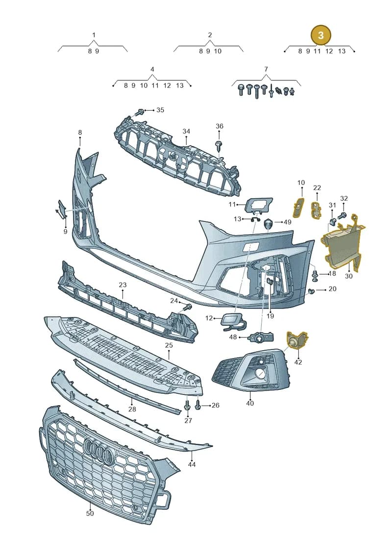 8W6807065ADGRU — Audi A5 Sportback (2016-2025) diagram 848807025, position 3