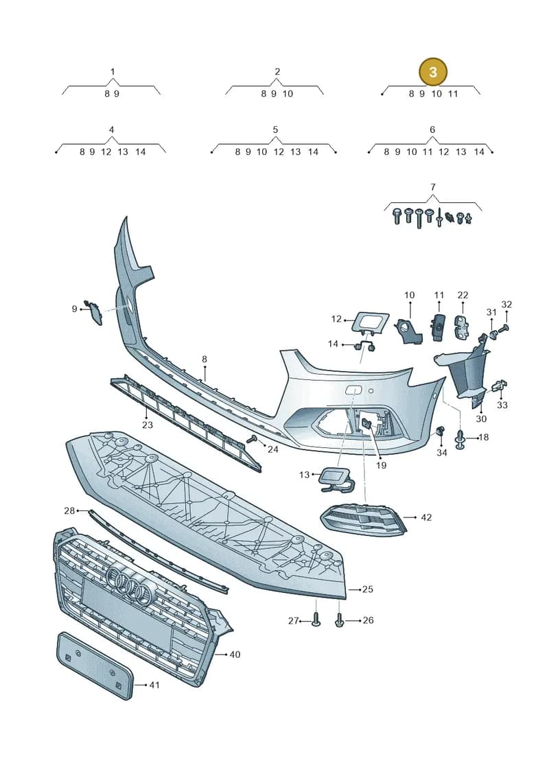 8W6807065BGRU — Audi A5 Sportback (2016-2025) diagram 897807100, position 3