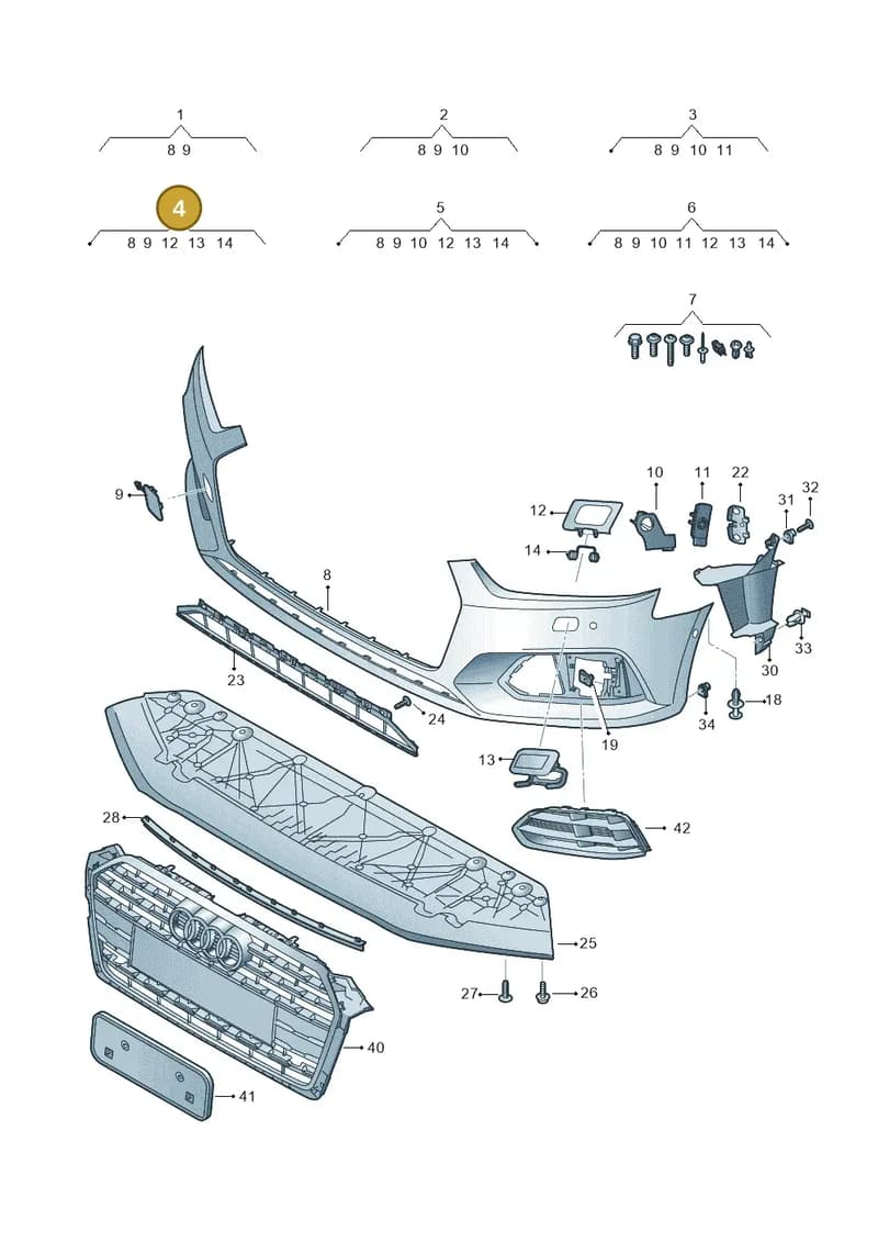 8W6807065CGRU — Audi A5 Sportback (2016-2025) diagram 897807100, position 4