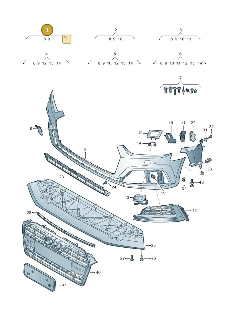 8W6807065FGRU — Audi A5 Sportback (2016-2025) diagram 897807200, position 1