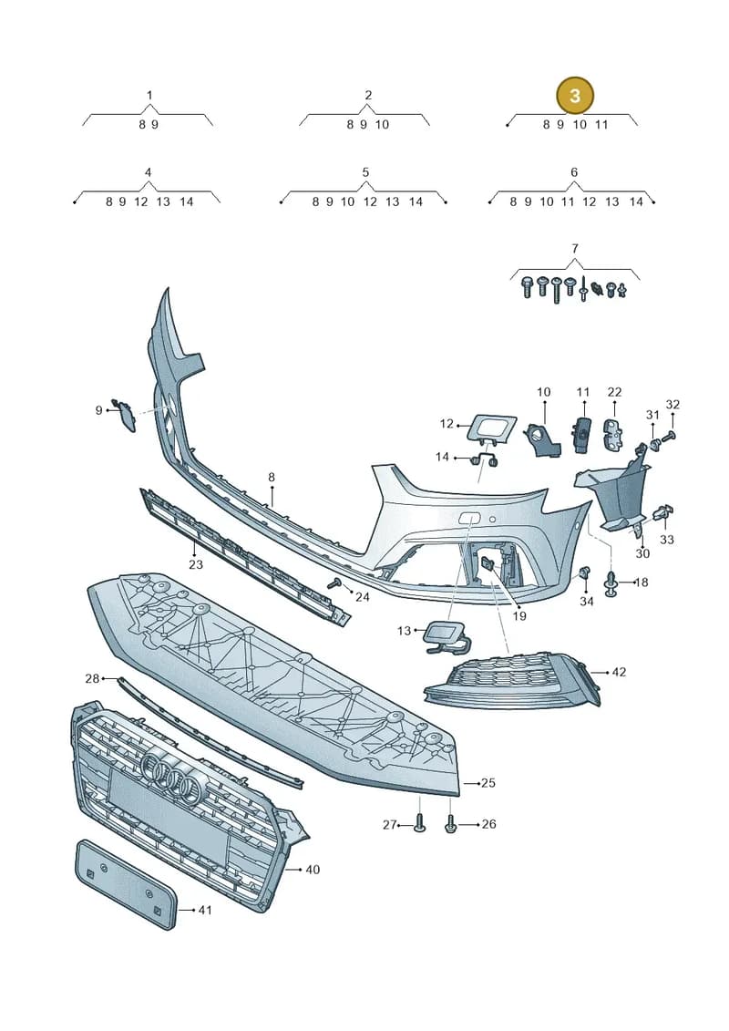 8W6807065HGRU — Audi A5 Sportback (2016-2025) diagram 897807200, position 3