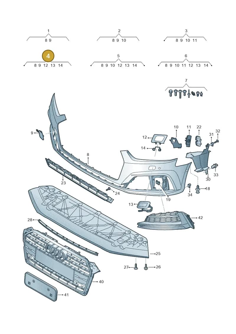 8W6807065JGRU — Audi A5 Sportback (2016-2025) diagram 897807200, position 4