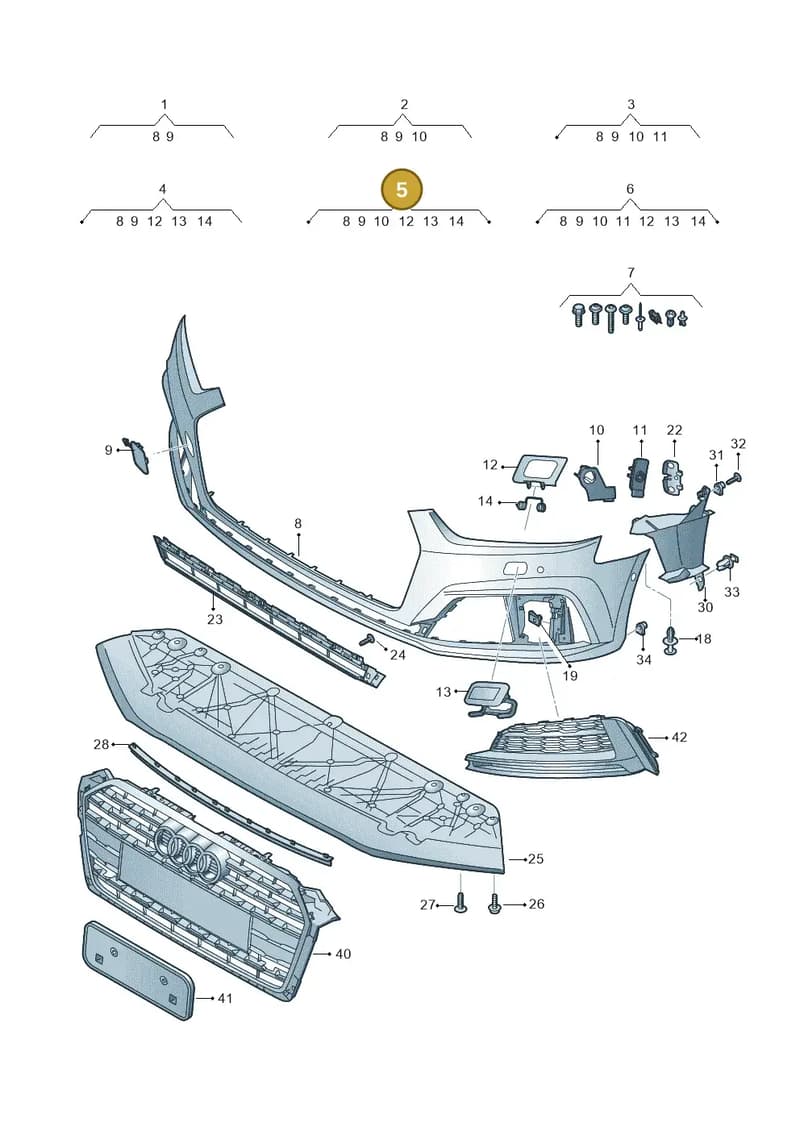8W6807065KGRU — Audi A5 Sportback (2016-2025) diagram 897807200, position 5