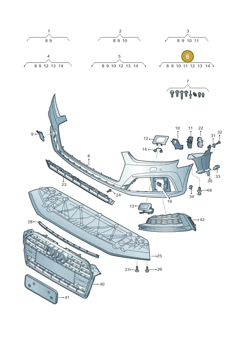 8W6807065LGRU — Audi A5 Sportback (2016-2025) diagram 897807200, position 6