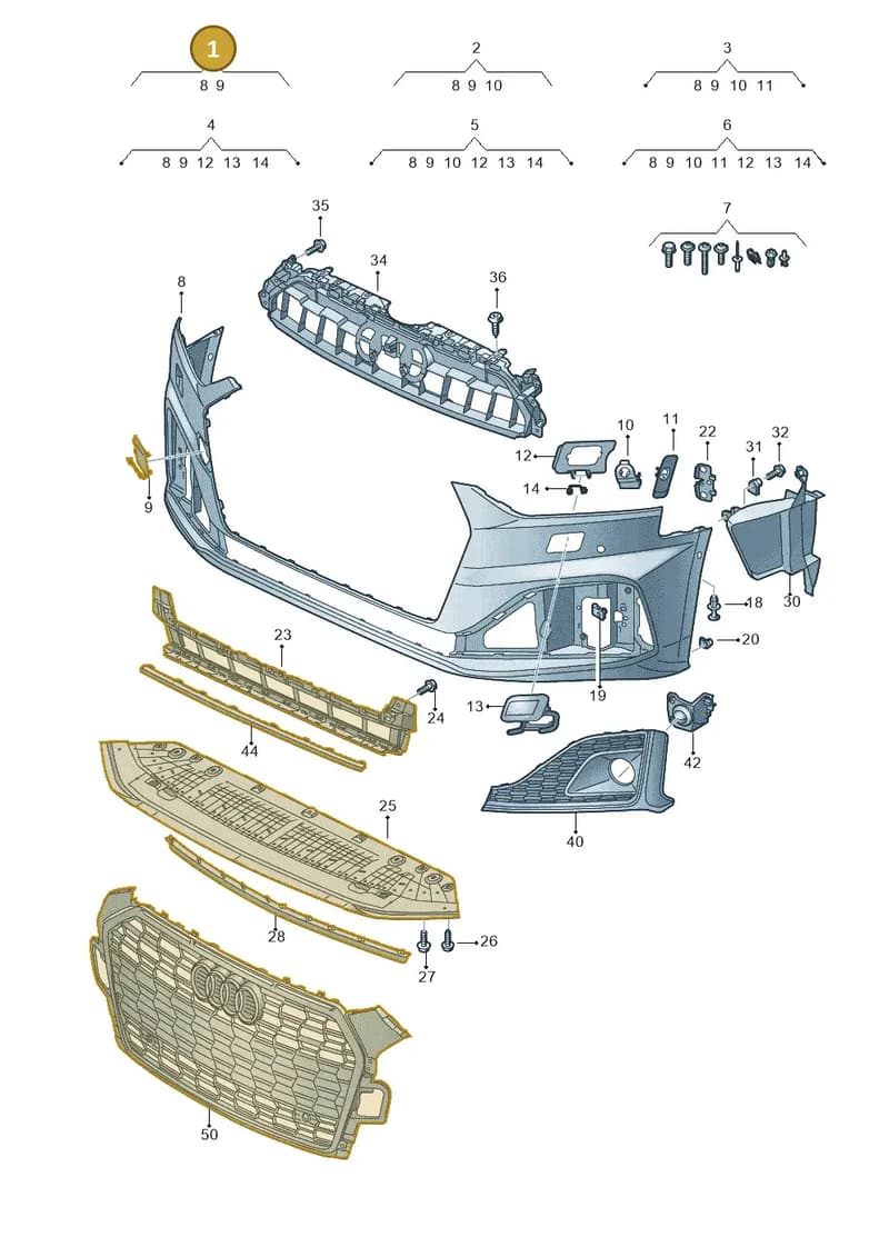 8W6807065PGRU — Audi A5 Sportback (2016-2025) diagram 848807015, position 1
