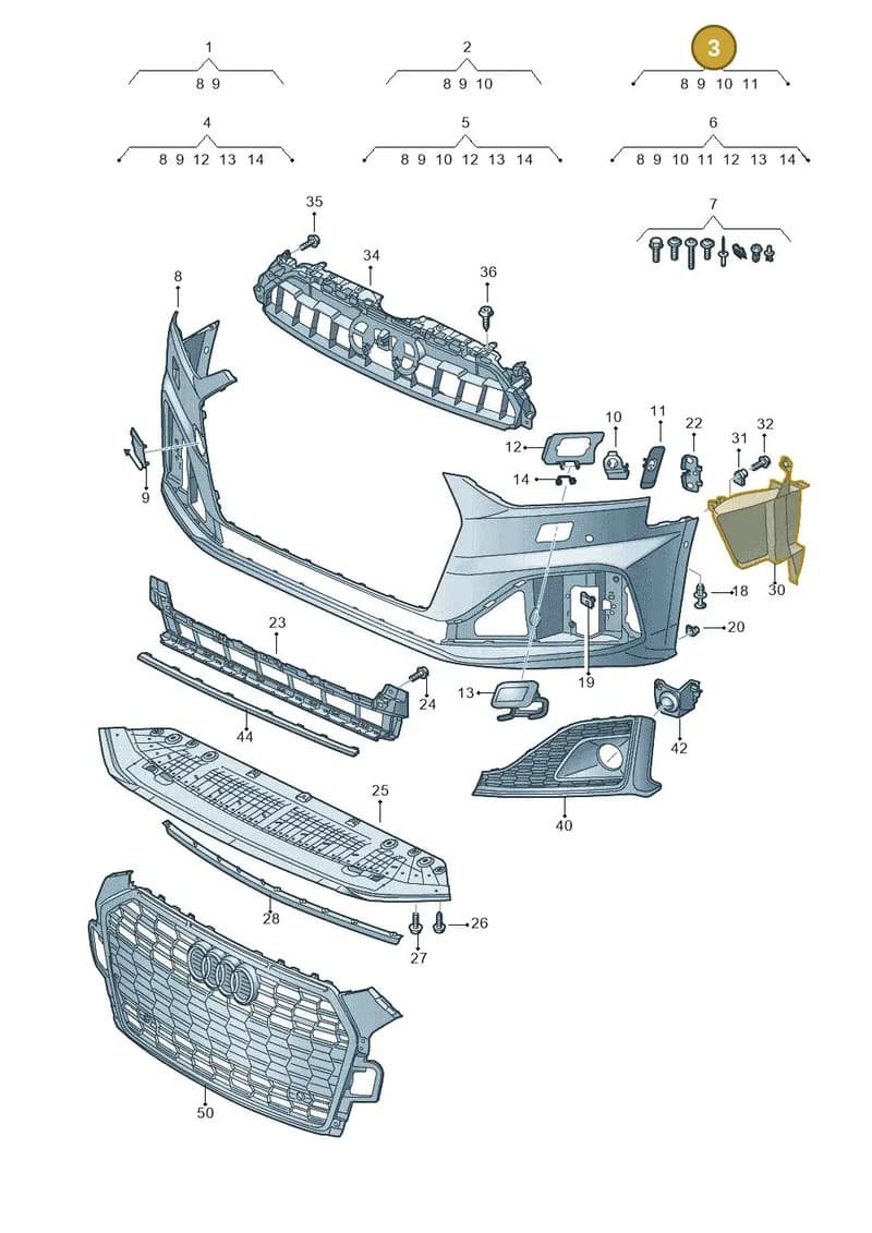 8W6807065RGRU — Audi A5 Sportback (2016-2025) diagram 848807015, position 3